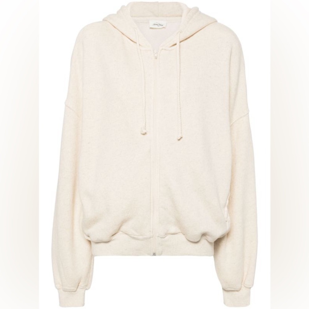 American Vintage Itonay Hoodie Cream Zip-Up Hoodie XS/S Cotton and Linen Jacket - Picture 2 of 13